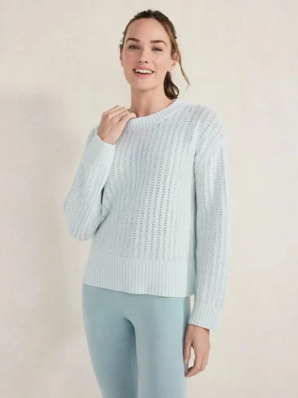 NWT *Haven Well Within* ORGANIC COTTON OPEN STITCH CREWNECK SWEATER, size XS